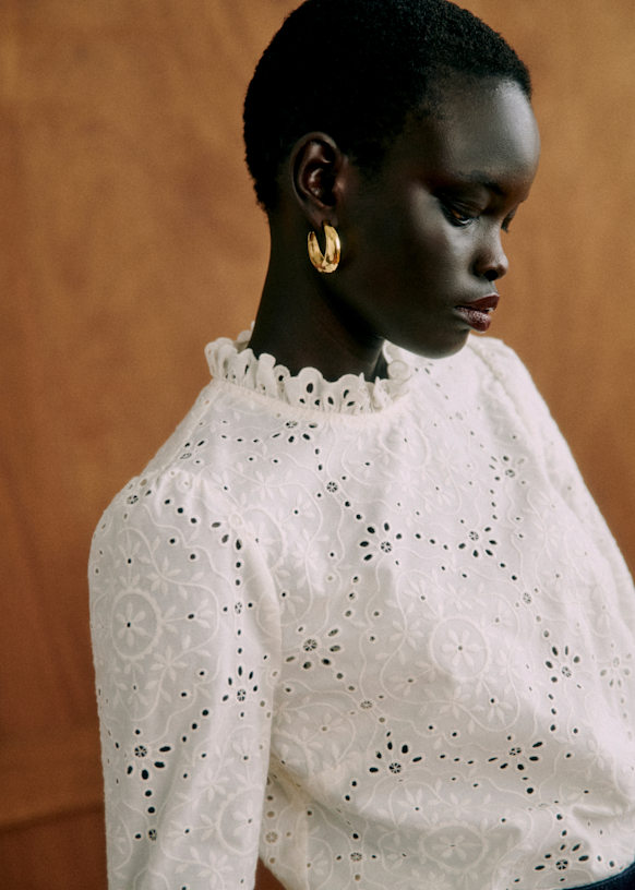 ほぼ未使用　SÉZANE Florie ブラウス Florie Blouse - Ecru guipure lace - 0rganic cotton - textile