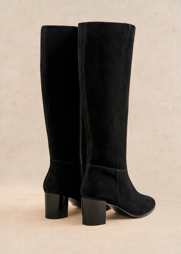 Adèle Boots - Black - Split cowhide leather - Sézane