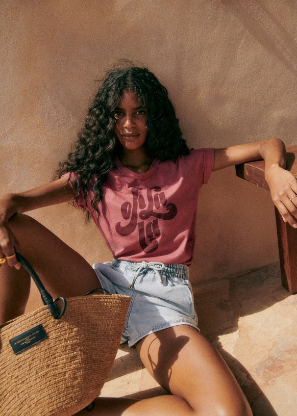 Oh La La T-Shirt - Burgundy Pink - Organic cotton - organic