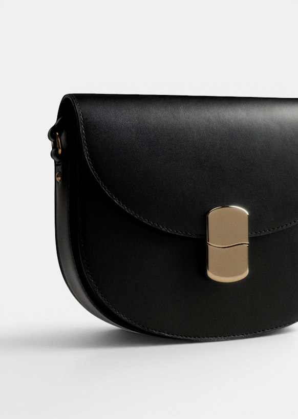 Sezane Claude leather bagセザンヌのレザーバッグブラック Claude Bag - Glossy Black - Bovine leather - Sézane