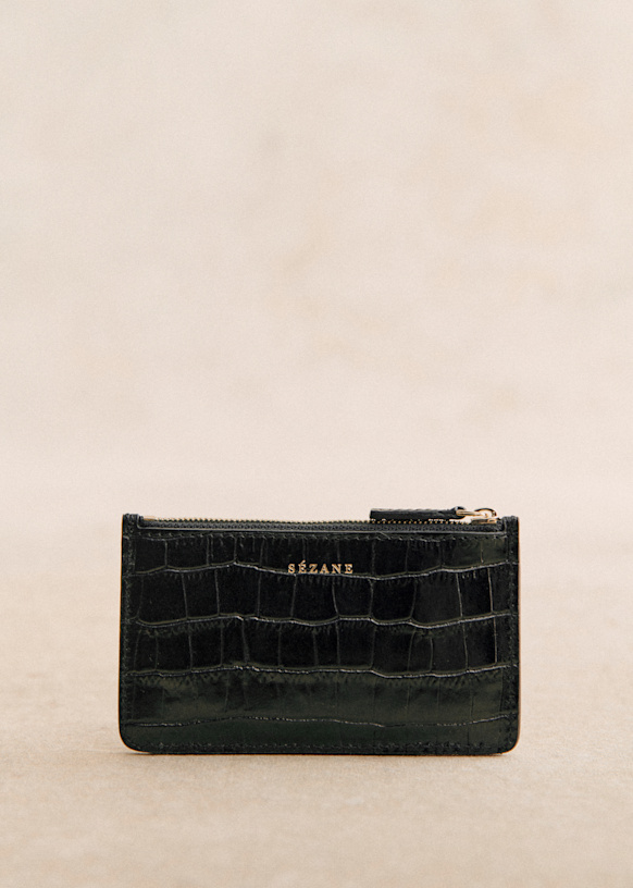 Porte-cartes Grand Alfred - Noir Croco - Cuir bovin tannage végétal - Sézane