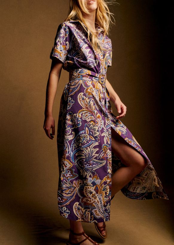 Sezane ワンピース Dora Dress - Purple Soffi Print - Organic cotton - organic