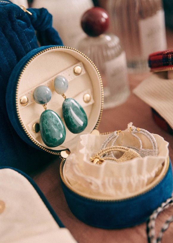 Jewellery Case - Blue Velvet - Cotton ...