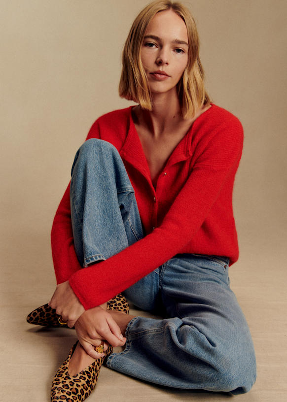 Gift Set Gaspard Cardigan - Red / Gold - Super kid mohair - Sézane