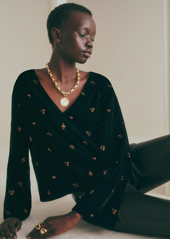 SÉZANE ブラウス 安心の関税込】セザンヌ 美しい 刺繍レース コットン ブラウス (SEZANE