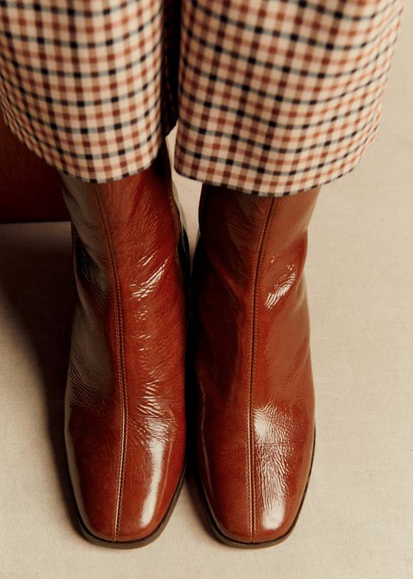 Axelle アンクルブーツ - ホワイトエナメル - パテントカウハイド