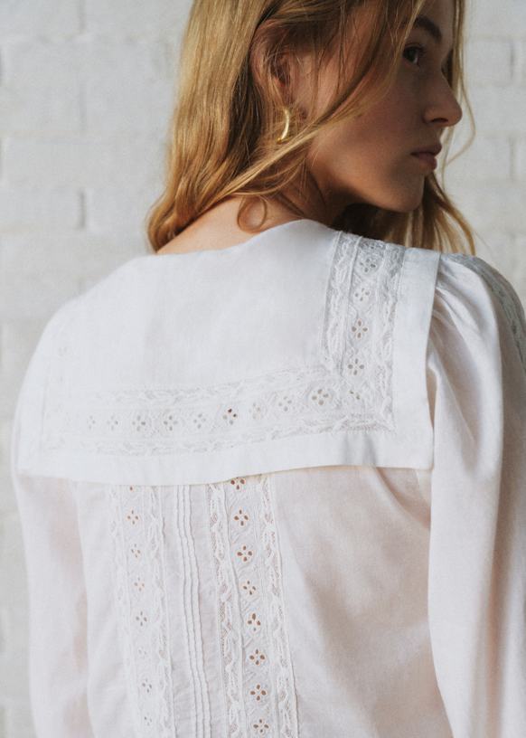 Fringie Shirt - Sézane x SEA NY - Embroidered Ecru - Organic