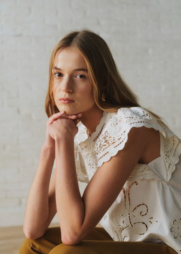 Hella Blouse - Sézane x SEA NY - Plain Ecru Embroidery - Organic