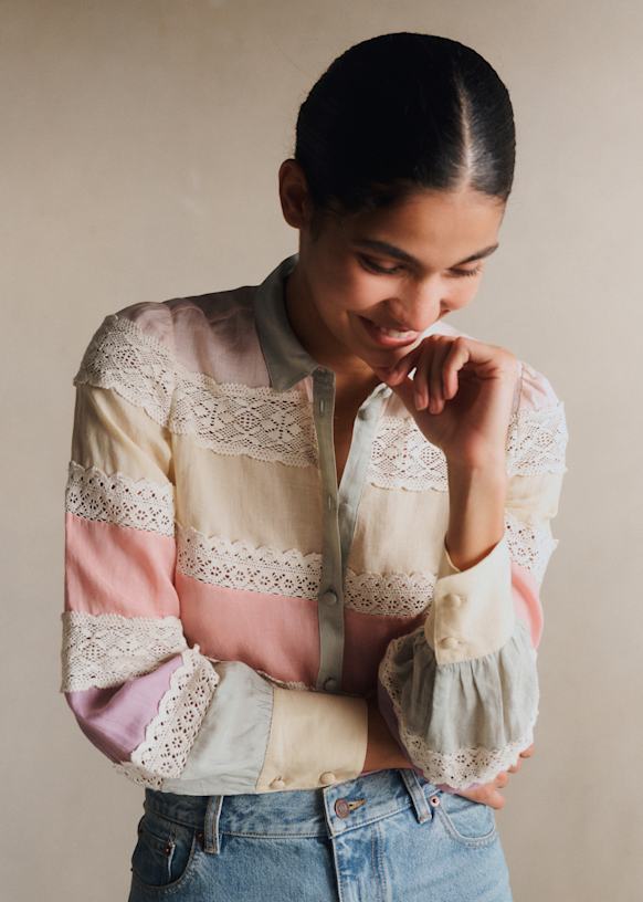 SEZANEレーストップス34 XS〜S Janice トップス - エクリュ - オーガニックコットン - Sézane