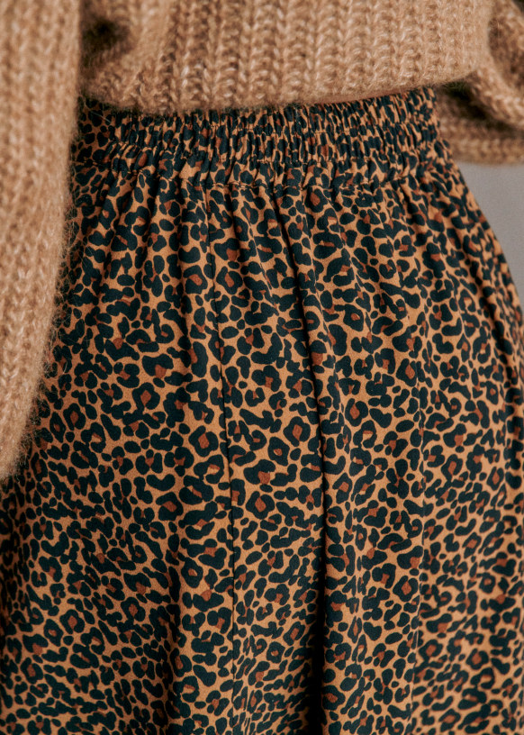 Jupe Tan Leopard brun Viscose Sezane