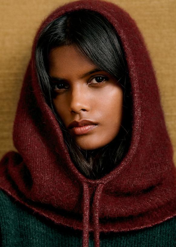 Côme Hooded Scarf - Burgundy - Baby Alpaca - Sézane