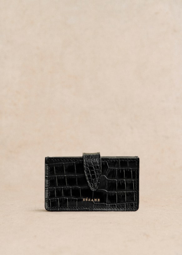 Ginette Card Holder Sezane Chocolate Croco Print TU Woman