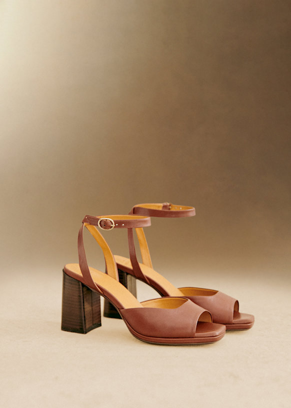 Maxine ハイサンダル - スムースキャメル - 植物タンニンなめし