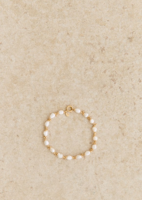 Milo Ankle Bracelet - Gold with Mother of Pearl - Beads - Sézane