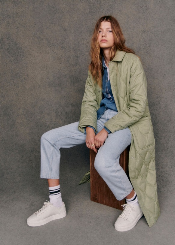 セザンヌ◆SEZANE◆Floyd キルティングコート コットン カーキ セザンヌ◇SEZANE◇Floyd キルティングコート コットン カーキ