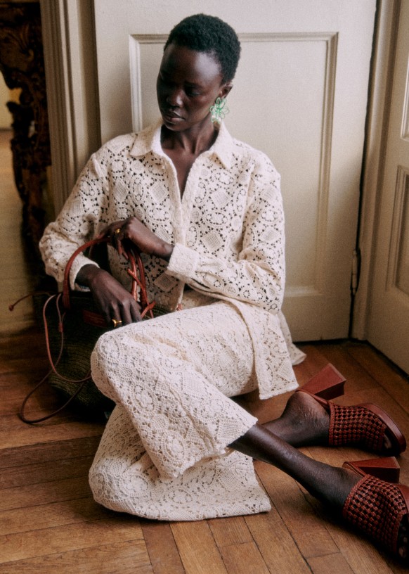 Fausto Trousers - Ecru - Organic Cotton - Sézane