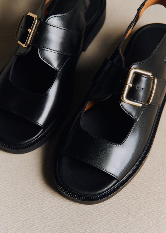 Low Hector Sandals - Glossy Black - Bovine leather - Sézane