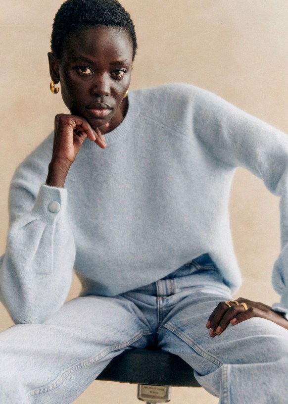 Blue woolen jumper deals