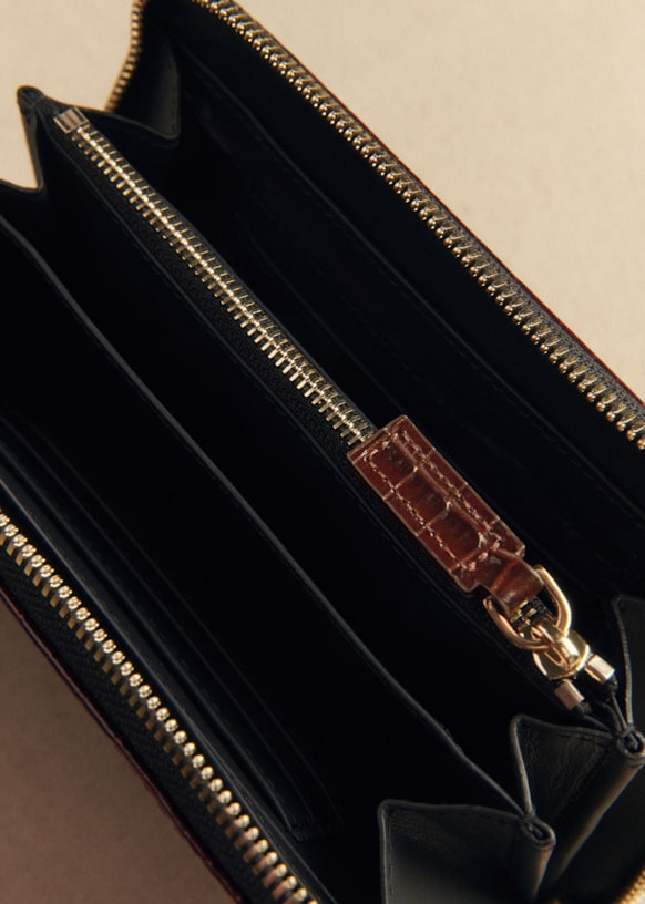 Victoria Wallet - Chocolate Crocodile Print - Crocodile-embossed