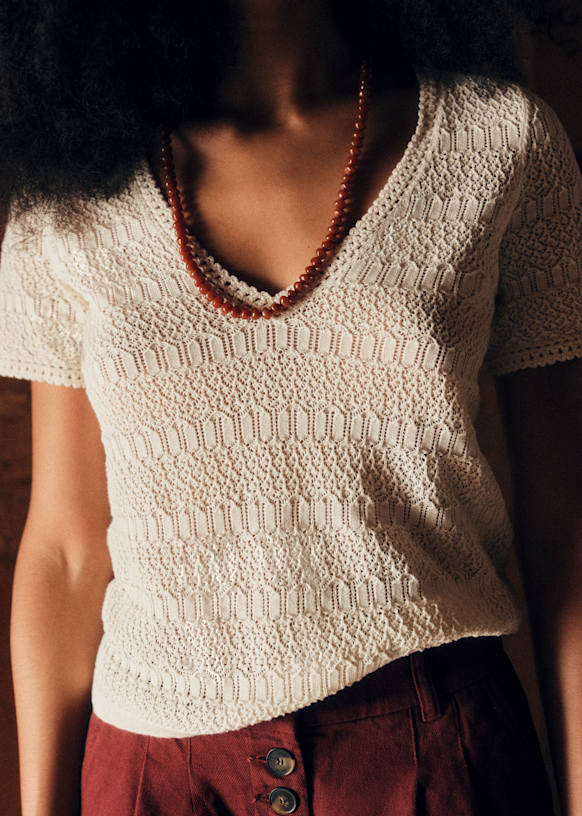 SEZANEレーストップス34 XS〜S Andy Jumper - Bronze - Organic cotton - organic textile - Sézane