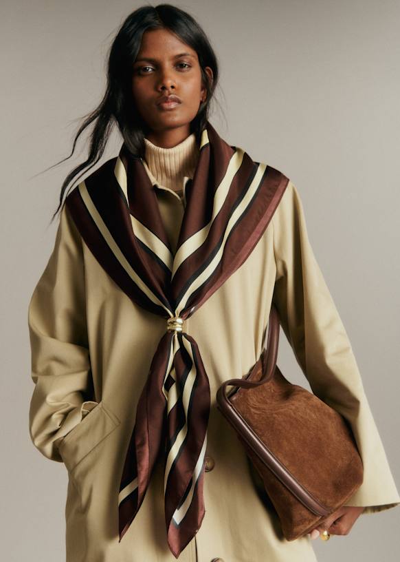 Cleonie Scarf - Bordeaux Stripe - Silk - Sézane