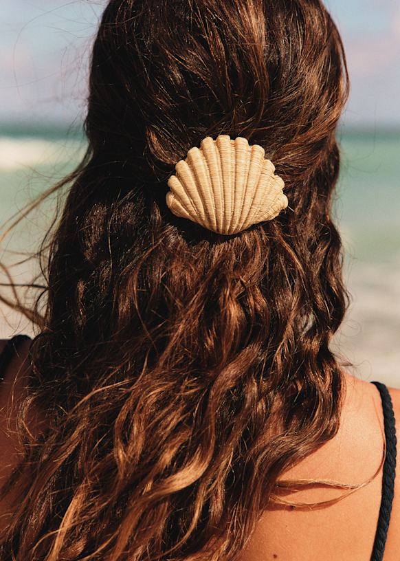 épine lace cotton panier Lazare Hair Clip - Beige - Raffia - Sézane