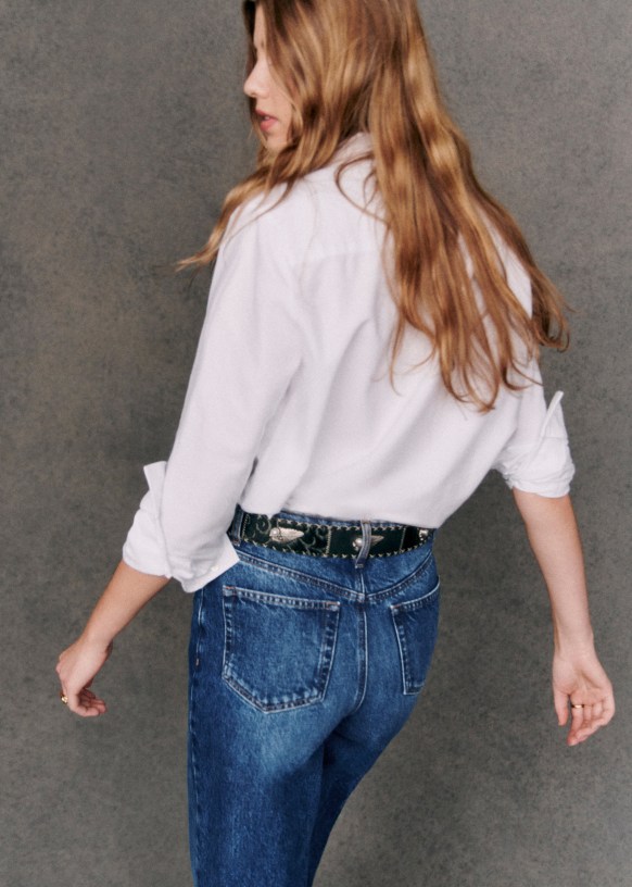 Tomboy Shirt - Stripes Ecru / Blue - Cotton - Sézane