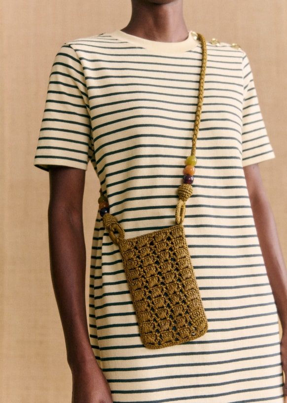 Tasha Crossbody Pouch - Aubergine Raffia - Raffia - Sézane