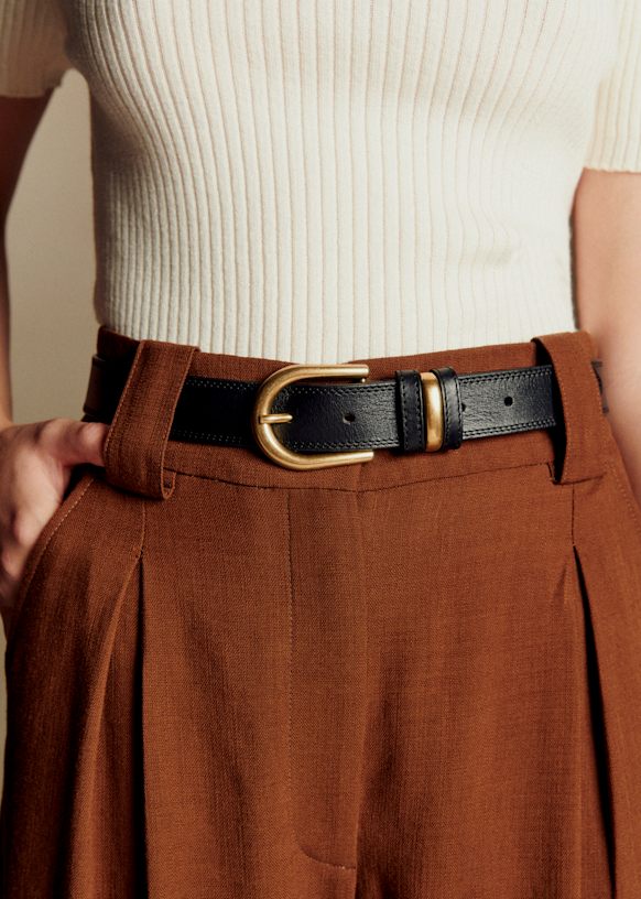 極美品　Sezane 革ベルト Taylor Belt - Black Heritage Leather - Vegetable-tanned smooth