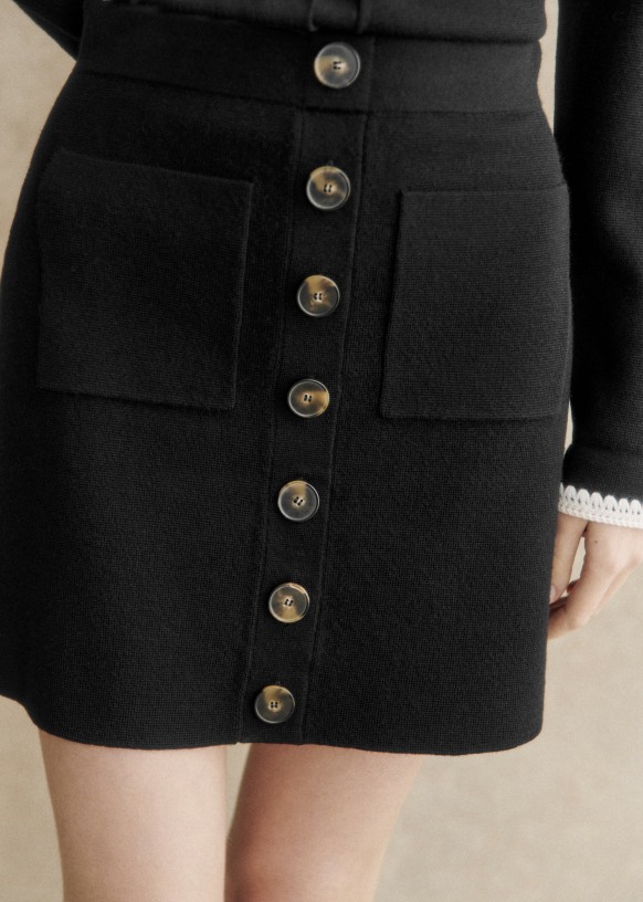 Louisa Skirt Hazelnut Merino Wool Sezane