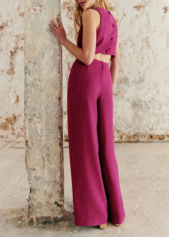 Estelle Jumpsuit - Magenta - Viscose - Sézane