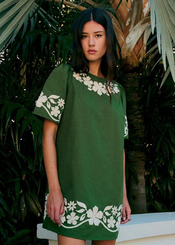 Tierra ドレス - サマーグリーン - オーガニックコットン - Sézane