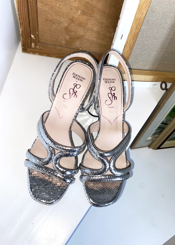 Fafa Sandals - CFM Souliers x Editions Sézane - Embossed Silver - Sézane