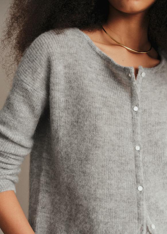 Gaspard Cardigan - Mottled Grey - Super kid mohair - Sézane