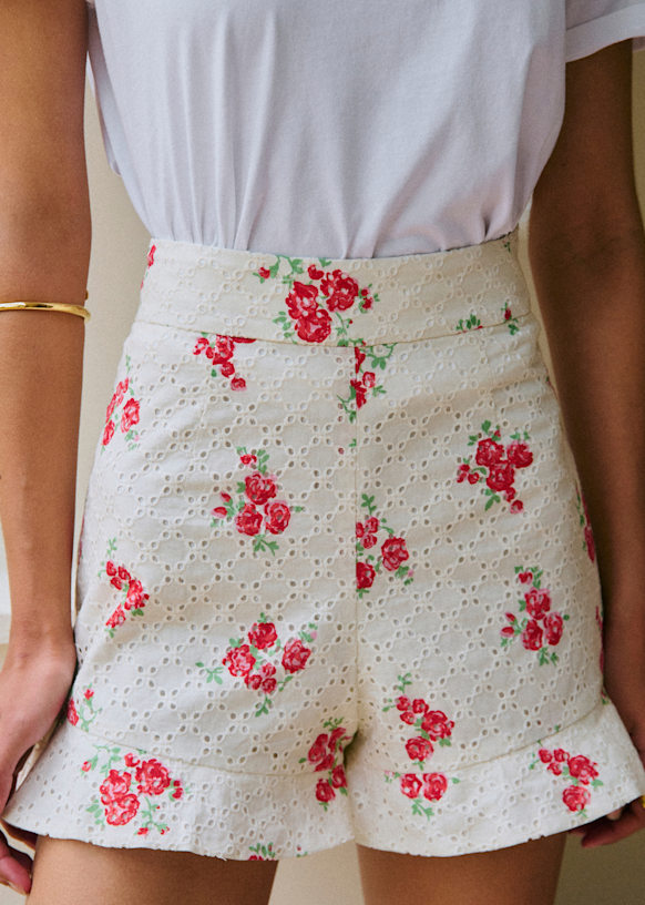 Dorian ショートパンツ - Rosa Corail プリント柄 - コットン - Sézane