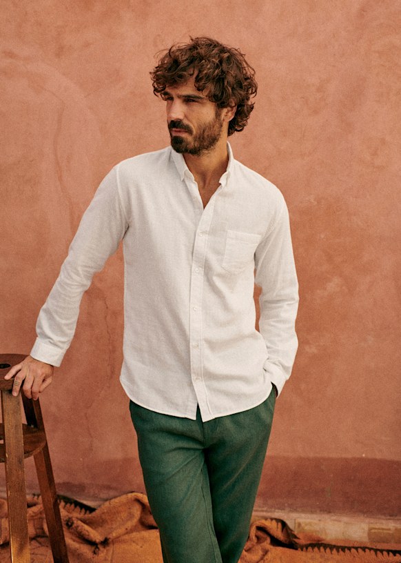 LOOKPLE Look Sturbo Summer Ice Pigment Linen Shirt (10 色) Men's Short Sleeve Optic Wave Print Linen Shirt | S-6XL