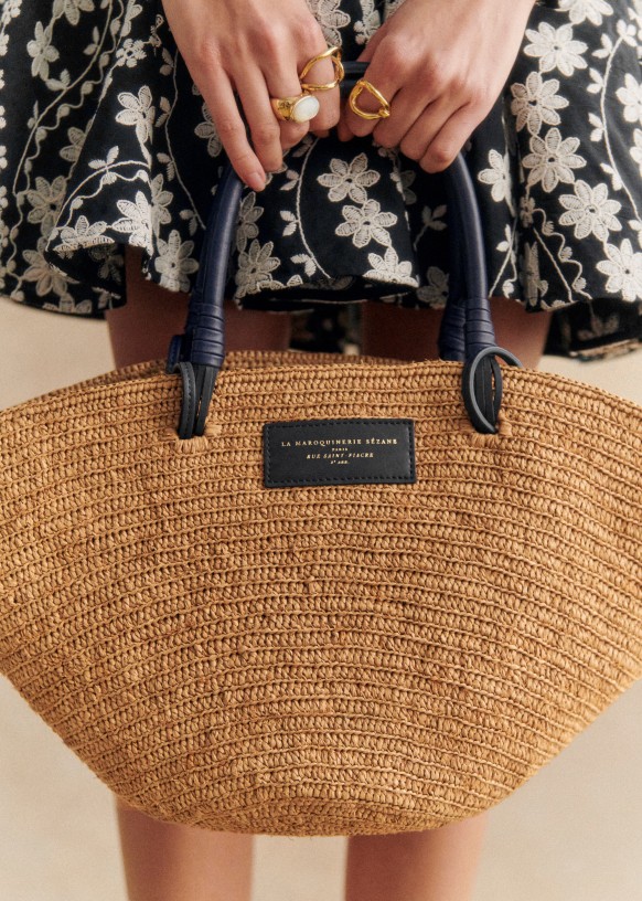 Sezane straw bag discount