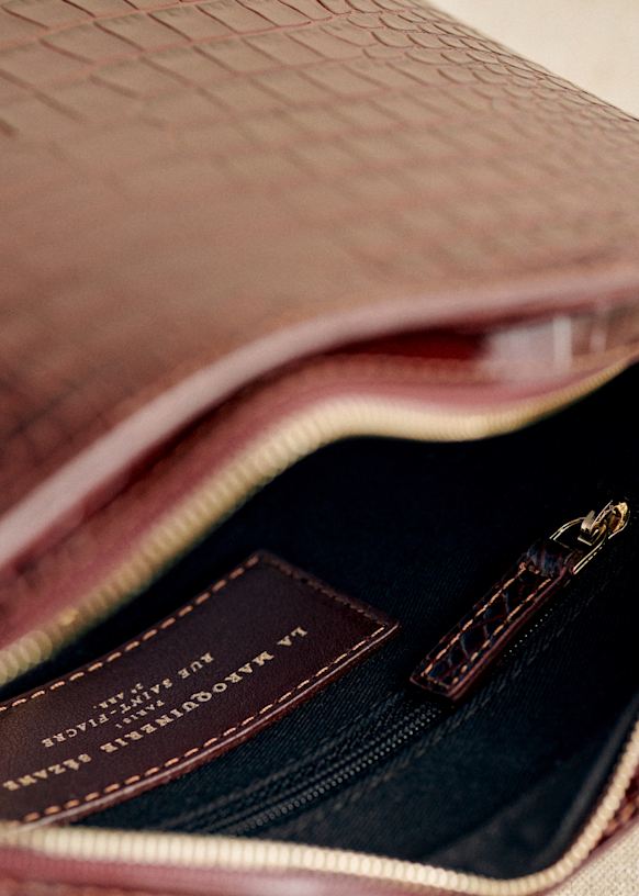 Victor Bag - Black Crocodile Print - Vegetable tanned, crocodile