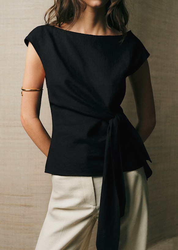 Lexa Blouse - Black - Linen - Sézane