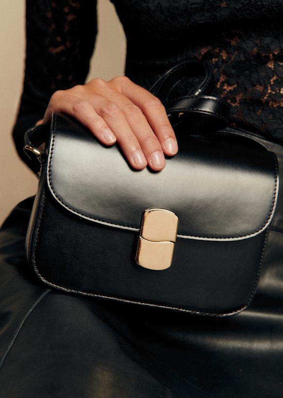 Milo Mini クラシックバッグ - アイスブラック - 牛革 - Sézane