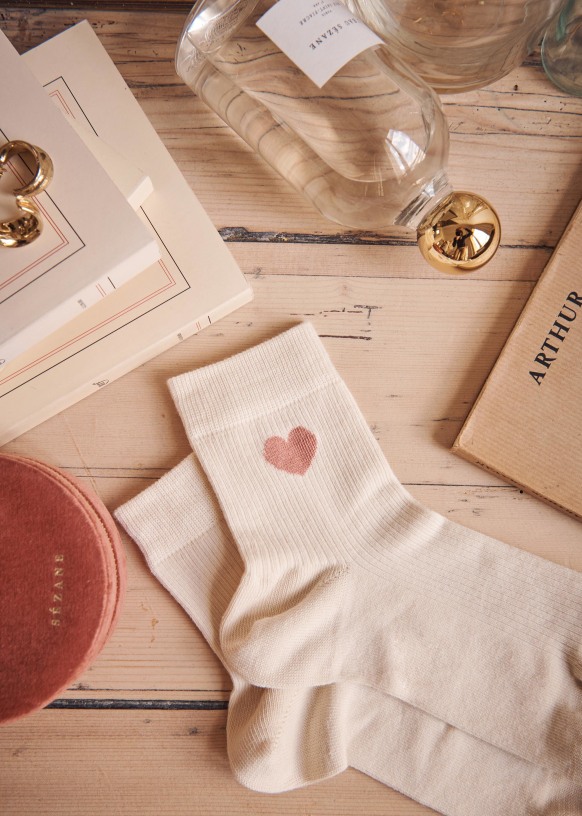 Chaussettes Coeur Rouge Coton Biologique Sezane