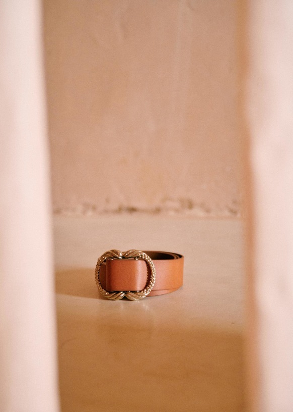 Ceinture matelassée en cuir NELLY Femme | MARRON FONCE | Maison 123