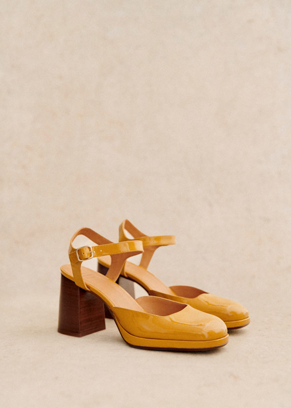 Alexane Mary Janes - White lacquer - Goat Leather - Octobre Éditions