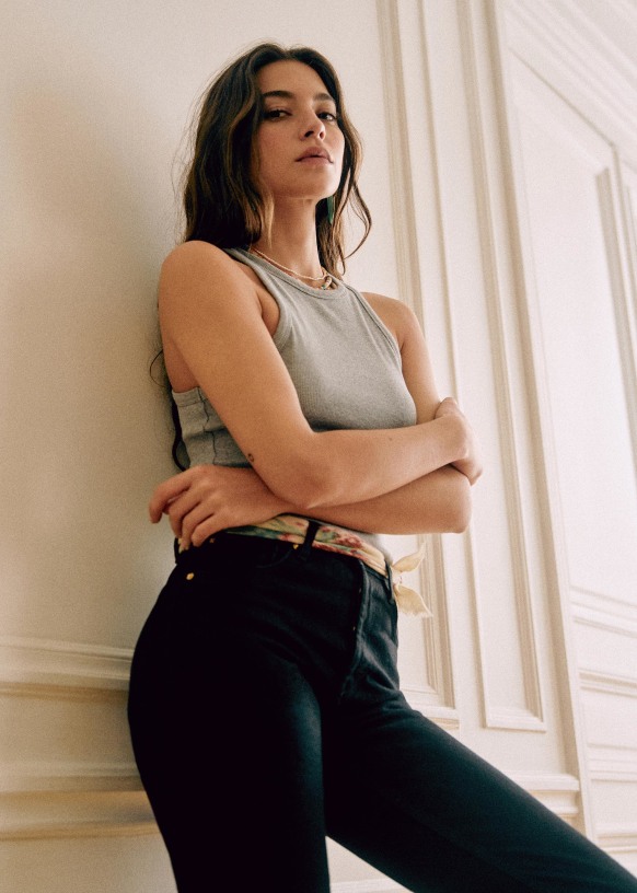 【SEZANE】ジーノ・フープ Francisco Top - Black - 0rganic cotton - textile made from