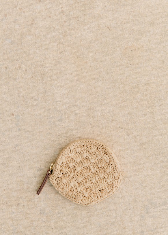 Nicole Coin Purse - Raffia denim embroidery - Raffia - Sézane