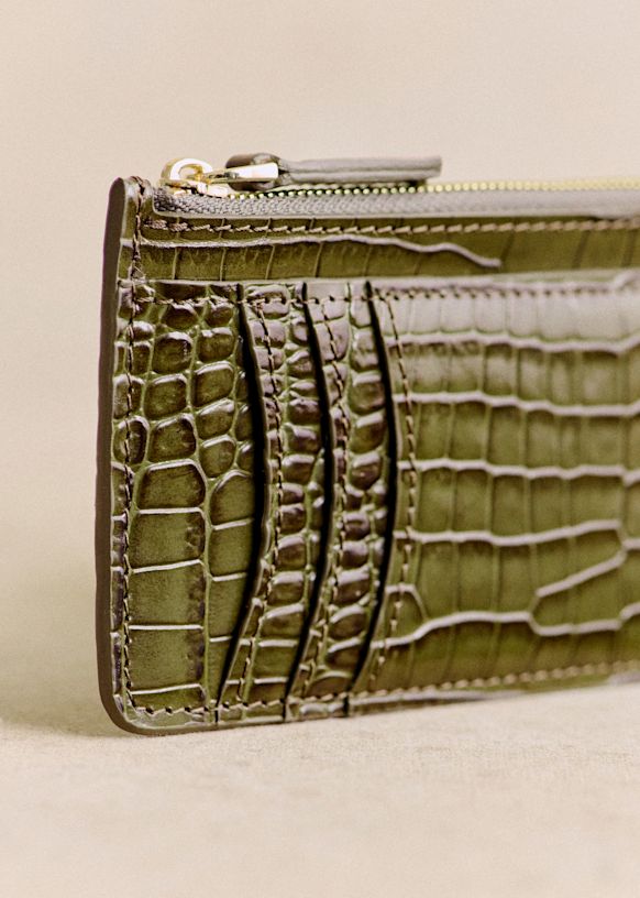 Alfred Large Card Holder - Camel Croco Print - Bovine