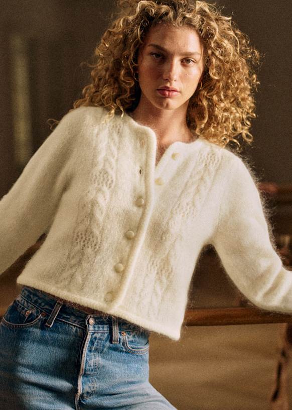 Evy Cardigan Ecru Kid mohair Sezane