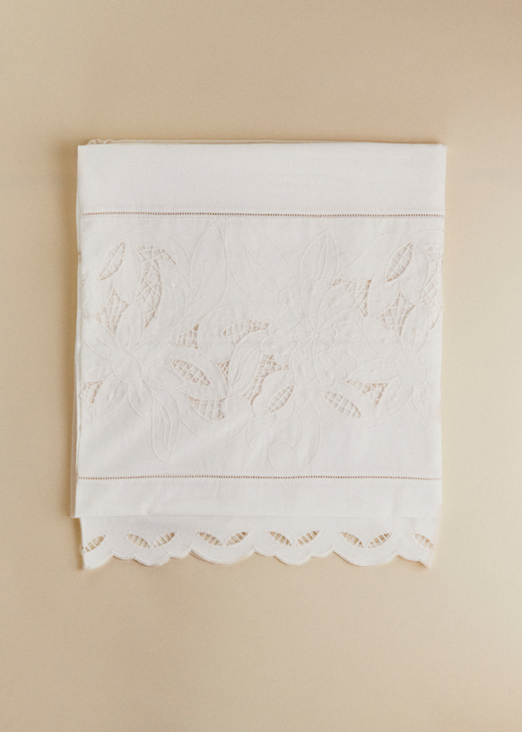 Embroidered Tablecloth - Kingdom Ecru - Cotton