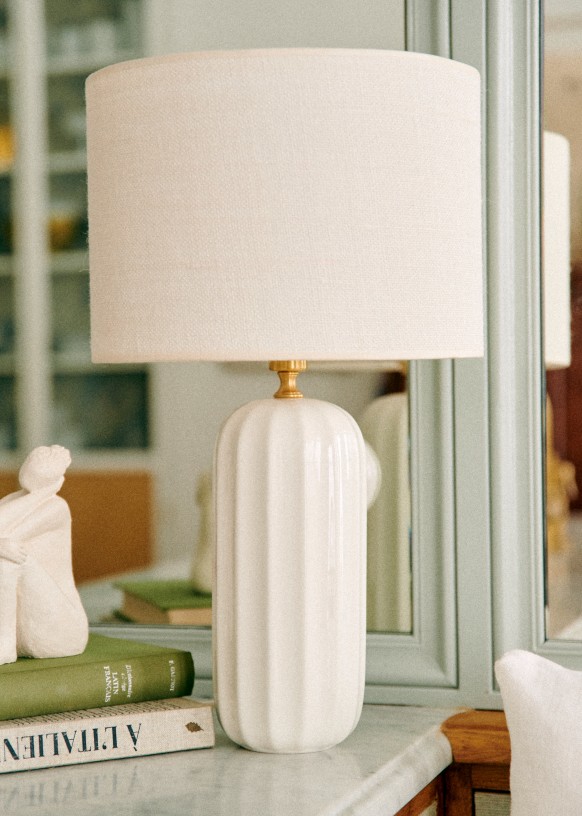 Traviata Table Lamp Ecru Sonate Lamp Shade Ecru Ceramic Sezane