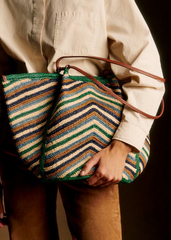 セザンヌ◆SEZANE◆Mara バスケットバッグ ラフィア ナチュラル Mara Basket - Natural Raffia Embroidery - Raffia - Sézane